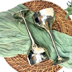 Tall Vintage Silver Hammered Wine Goblets